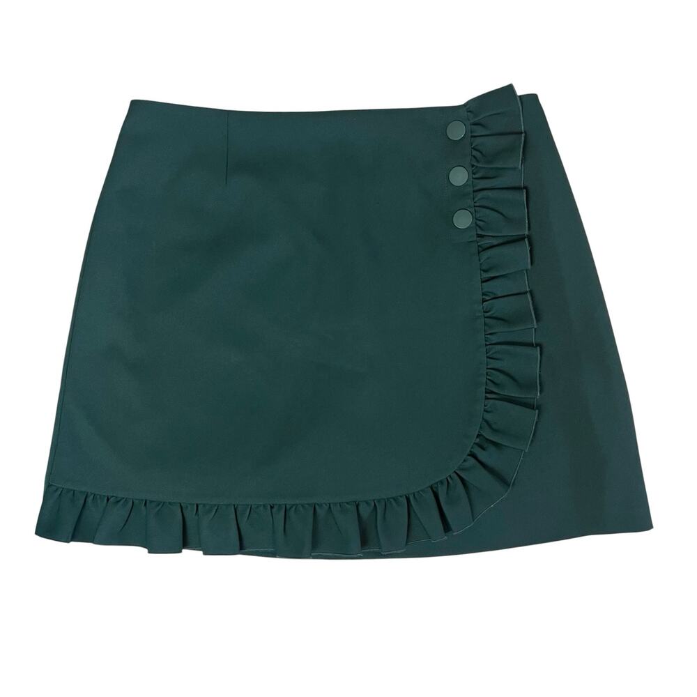Tory Sport Tech Twill Ruffle Skort Green Preppy Medium - Picture 2 of 9
